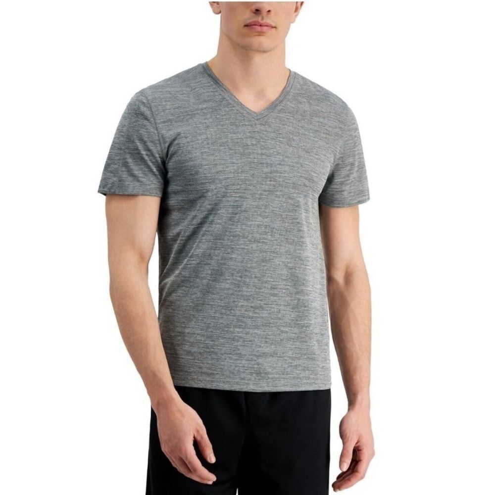 New Id Ideology Birdseye Mesh V-Neck T-Shirt Color Stormy Heather S